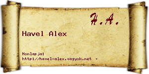 Havel Alex névjegykártya